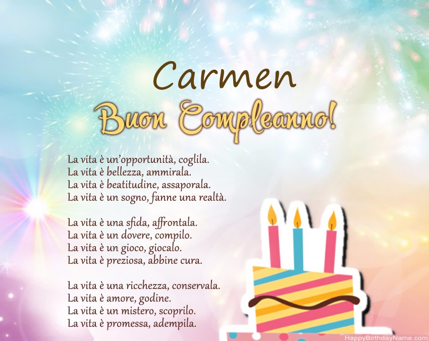 Buon compleanno Carmen in versi