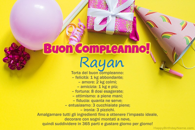 Buon compleanno Rayan in prosa