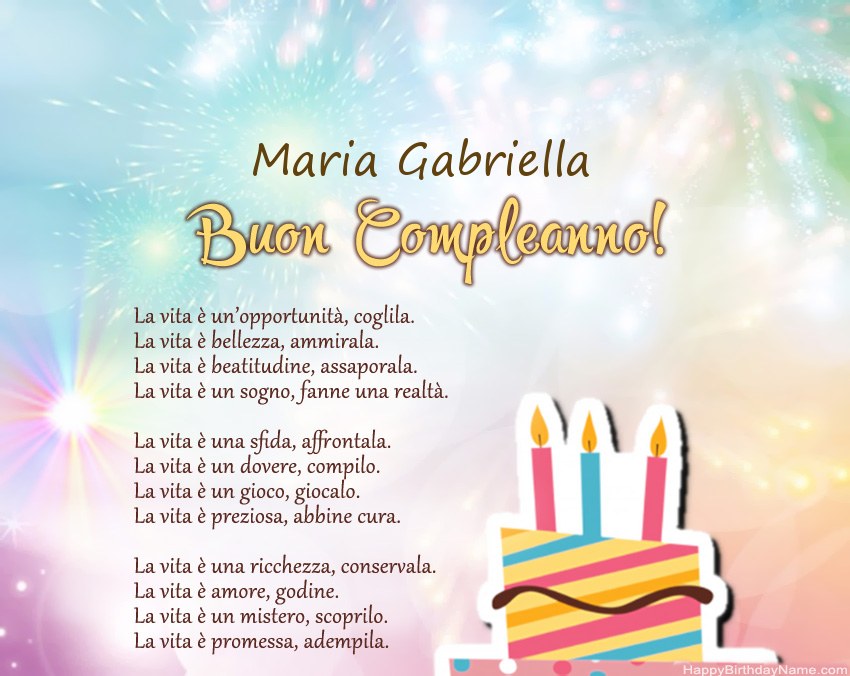 Buon compleanno Maria Gabriella in versi