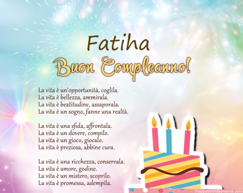 Buon compleanno Fatiha in versi