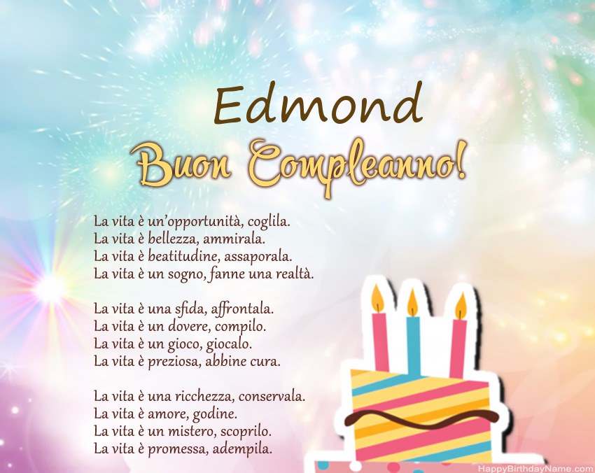 Buon compleanno Edmond in versi