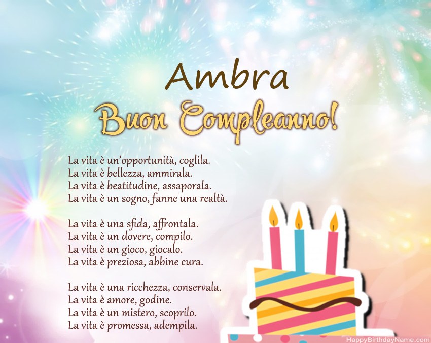 Buon compleanno Ambra in versi