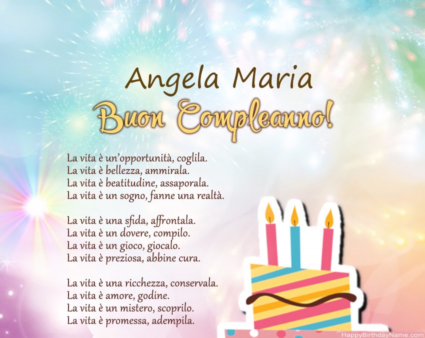 Buon compleanno Angela Maria in versi