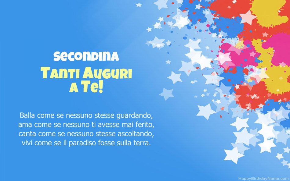 Congratulazioni per il compleanno di Secondina