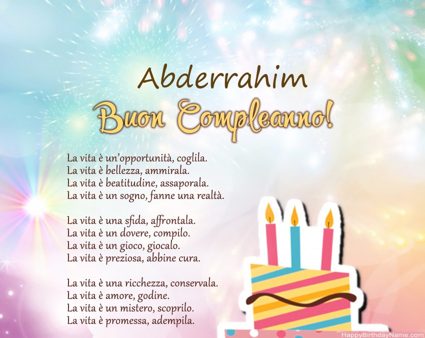 Buon compleanno Abderrahim in versi