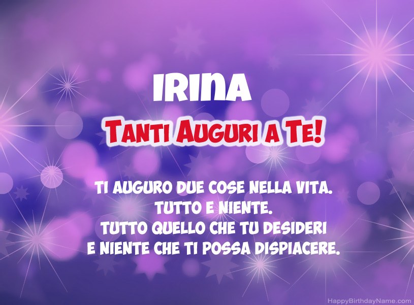 Belle immagini per il buon compleanno di Irina
