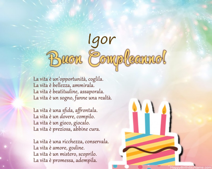 Buon compleanno Igor in versi