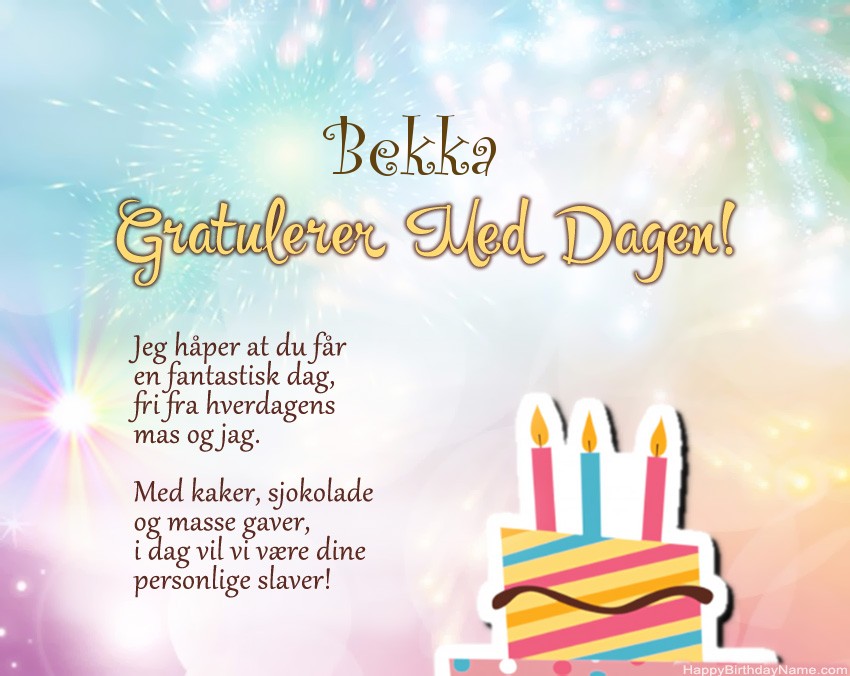 Dikt på fødselsdag for Bekka