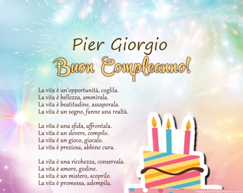 Buon compleanno Pier Giorgio in versi