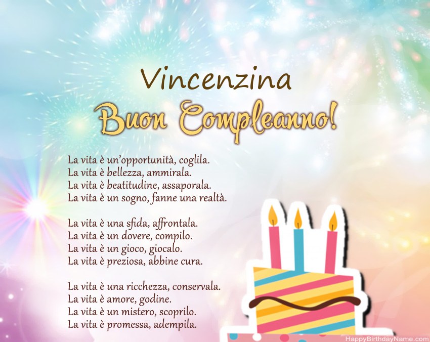 Buon compleanno Vincenzina in versi