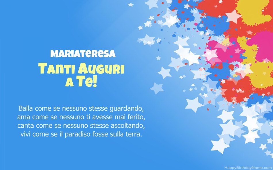 Congratulazioni per il compleanno di Mariateresa