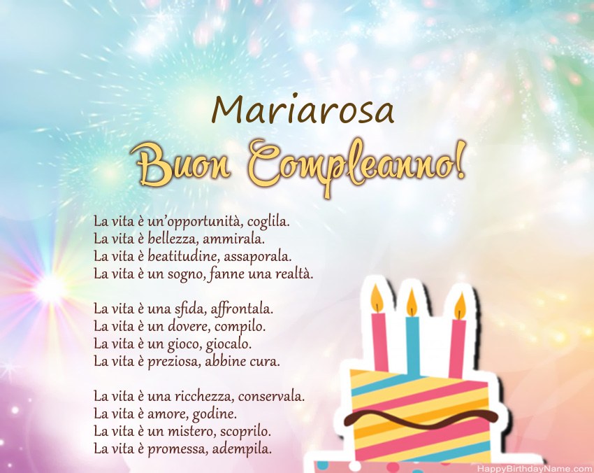 Buon compleanno Mariarosa in versi Buon compleanno Mariarosa in versi