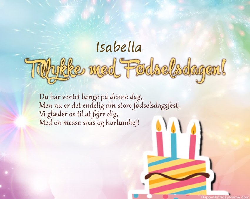 Tillykke med fødselsdagen Isabella i vers Tillykke med fødselsdagen Isabella i vers