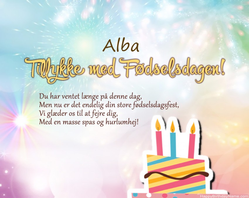 Tillykke med fødselsdagen Alba i vers
