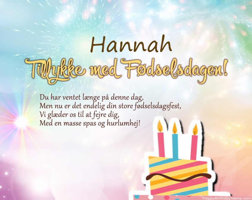 Tillykke med fødselsdagen Hannah i vers