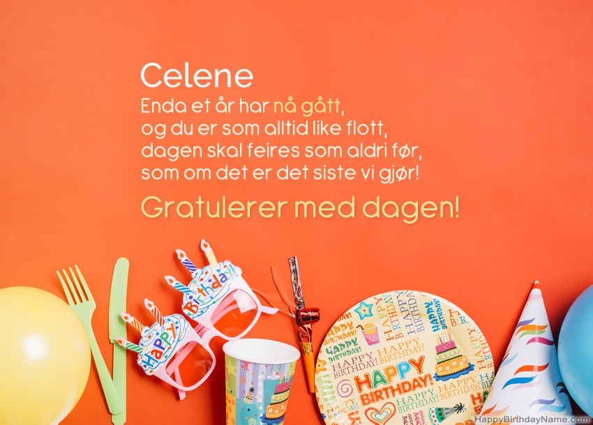 Morsomme gratulerer med fødselsdagskort til Celene