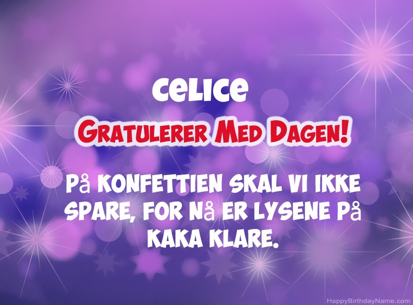 Ønsker Celice for gratulerer med dagen
