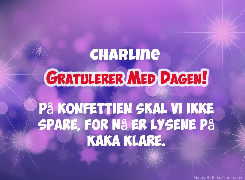 Ønsker Charline for gratulerer med dagen