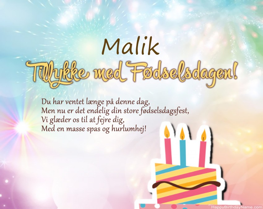 Tillykke med fødselsdagen Malik i vers