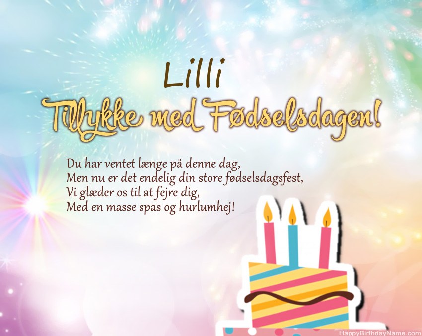 Tillykke med fødselsdagen Lilli i vers Tillykke med fødselsdagen Lilli i vers