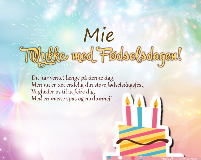 Tillykke med fødselsdagen Mie i vers