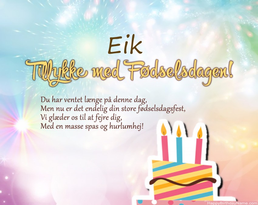 Tillykke med fødselsdagen Eik i vers