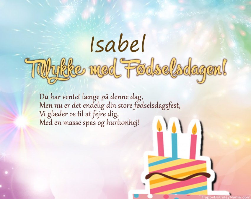 Tillykke med fødselsdagen Isabel i vers