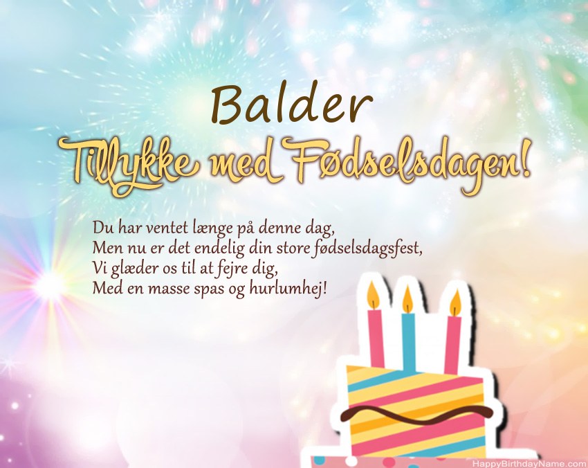 Tillykke med fødselsdagen Balder i vers