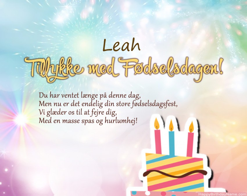 Tillykke med fødselsdagen Leah i vers