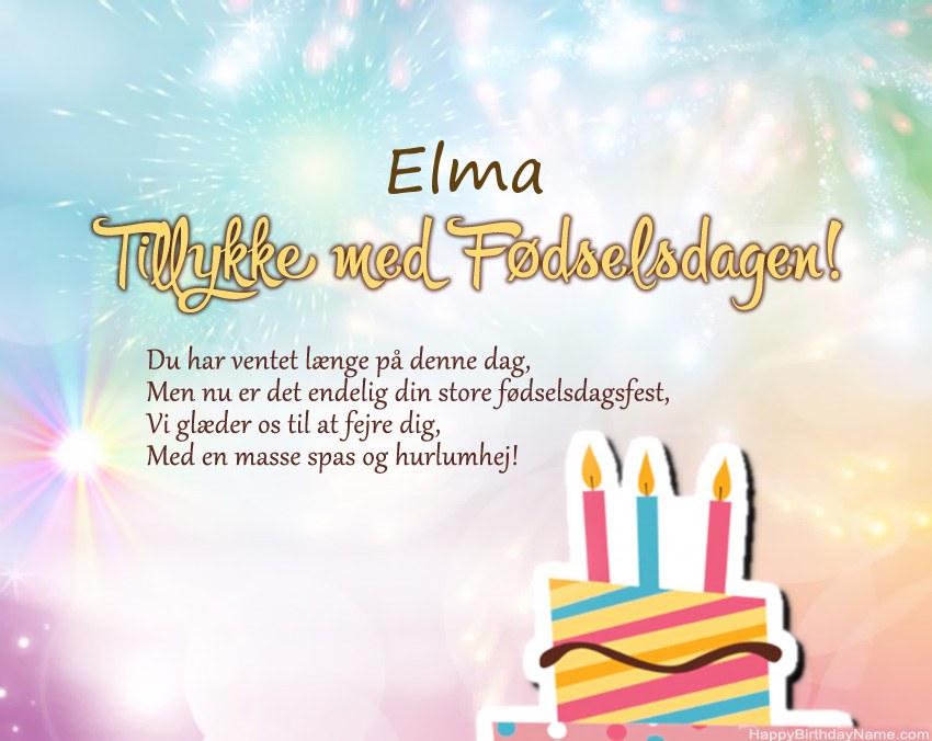 Tillykke med fødselsdagen Elma i vers