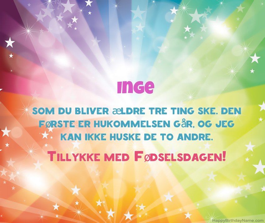 Smukke fødselsdagskort til Inge