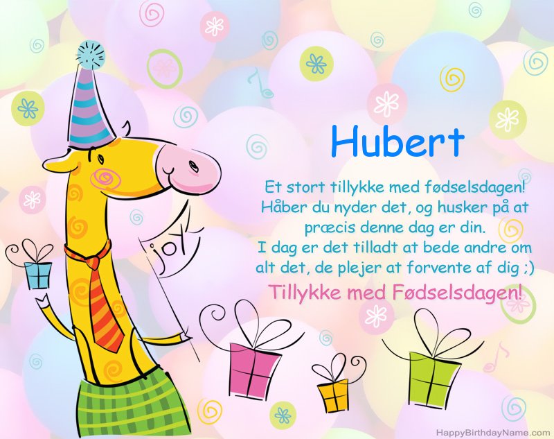 Børns lykønskning med tillykke med fødselsdagen til Hubert
