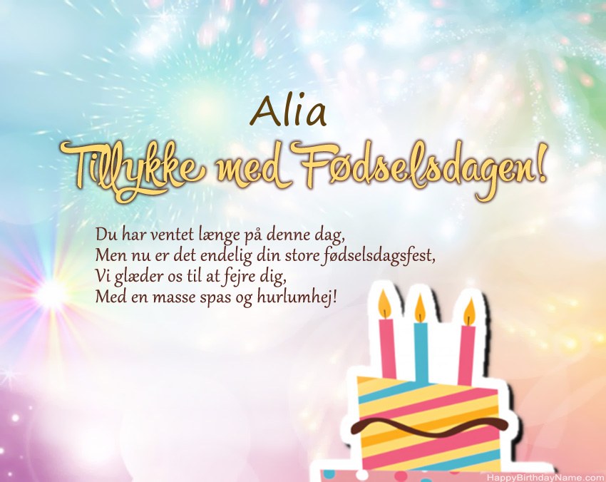 Tillykke med fødselsdagen Alia i vers