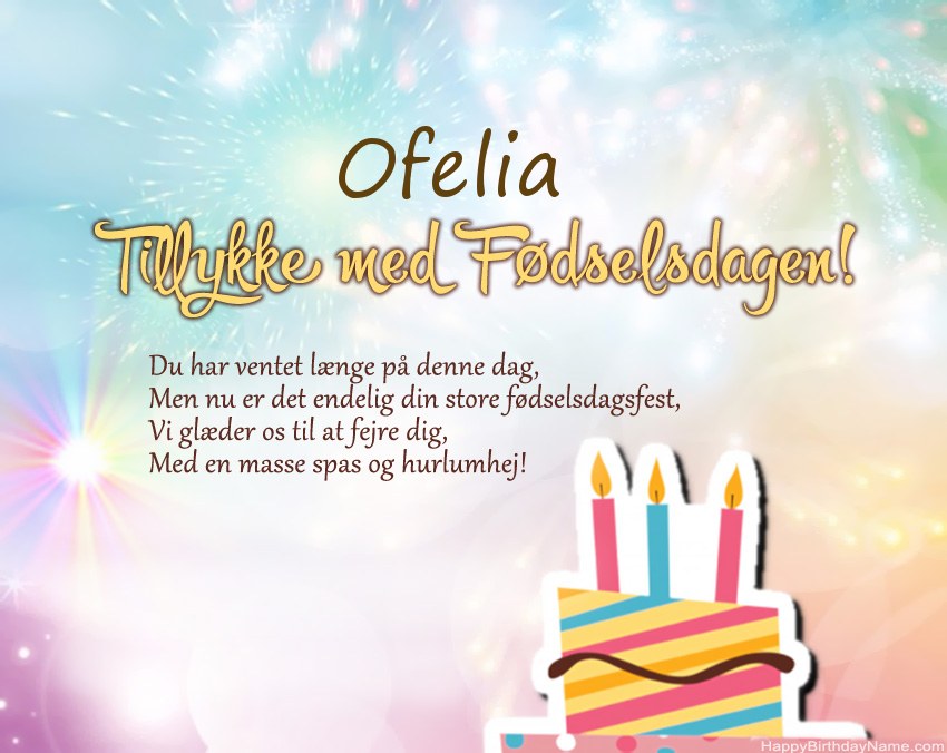 Tillykke med fødselsdagen Ofelia i vers