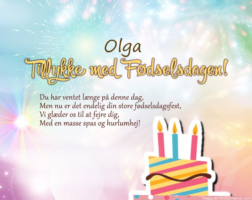 Tillykke med fødselsdagen Olga i vers