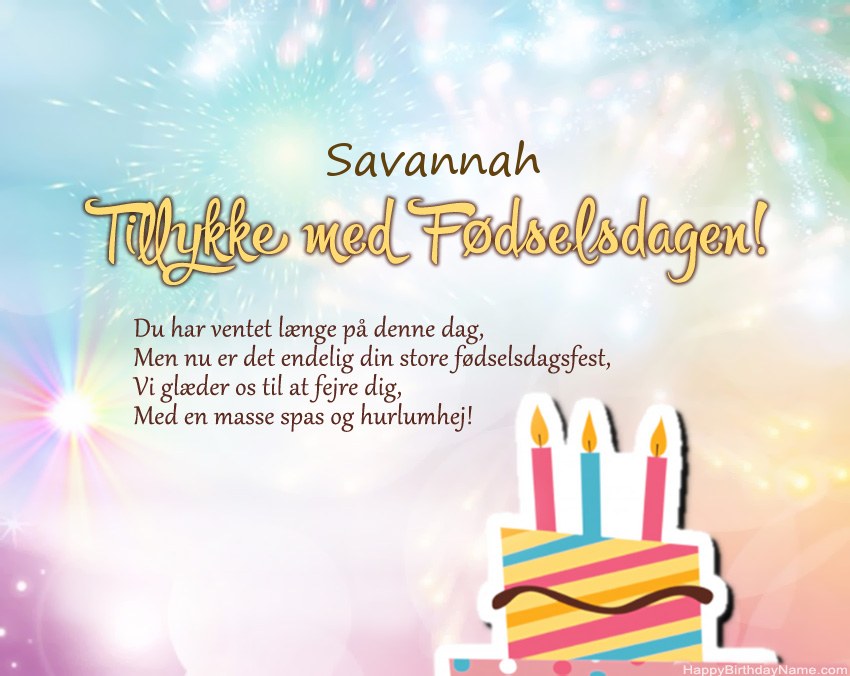 Tillykke med fødselsdagen Savannah i vers