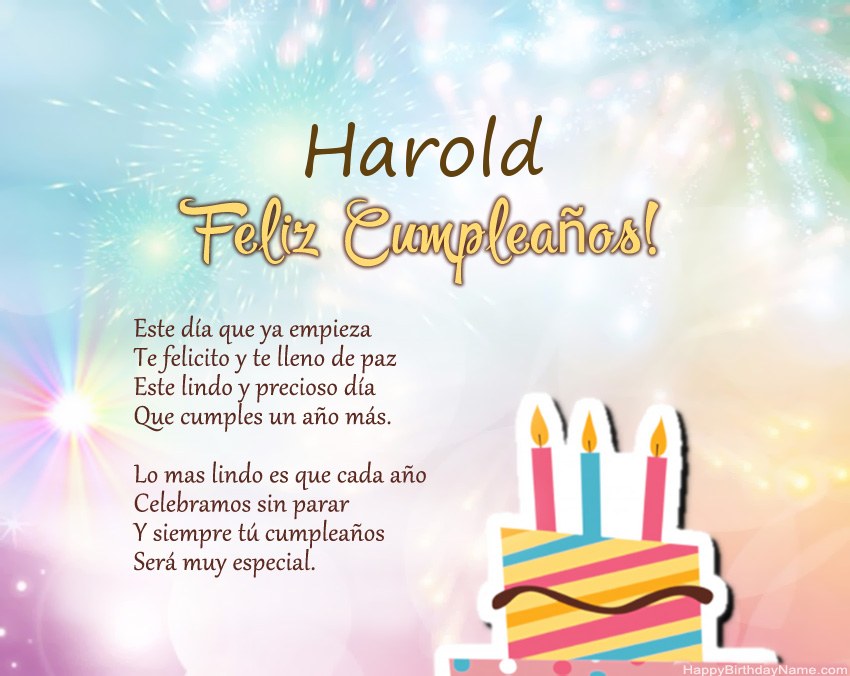 Feliz cumpleaños Harold en verso Feliz cumpleaños Harold en verso
