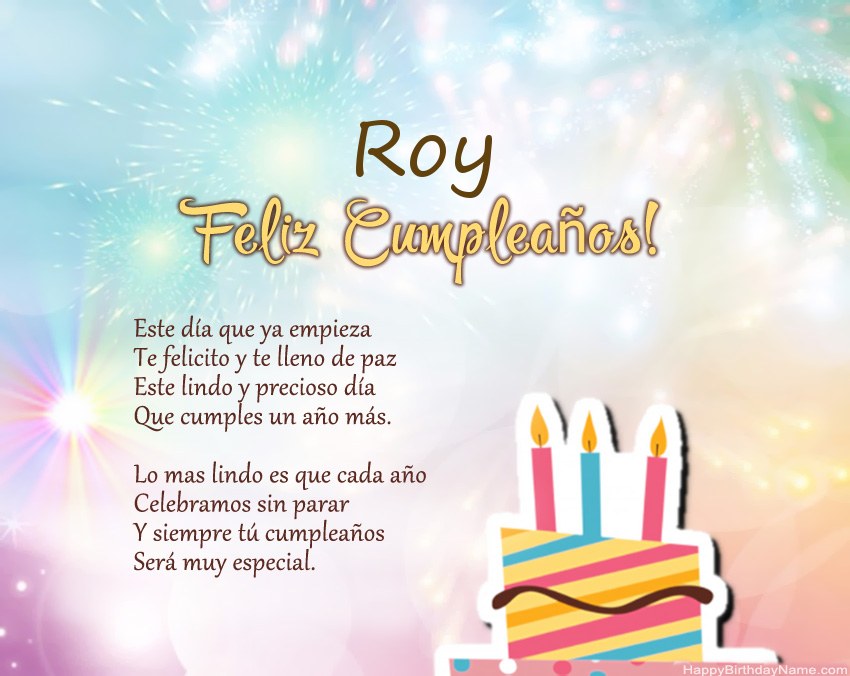 Feliz cumpleaños Roy en verso