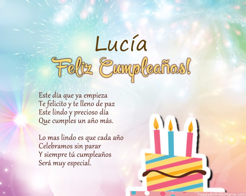 Feliz cumpleaños Lucía en verso