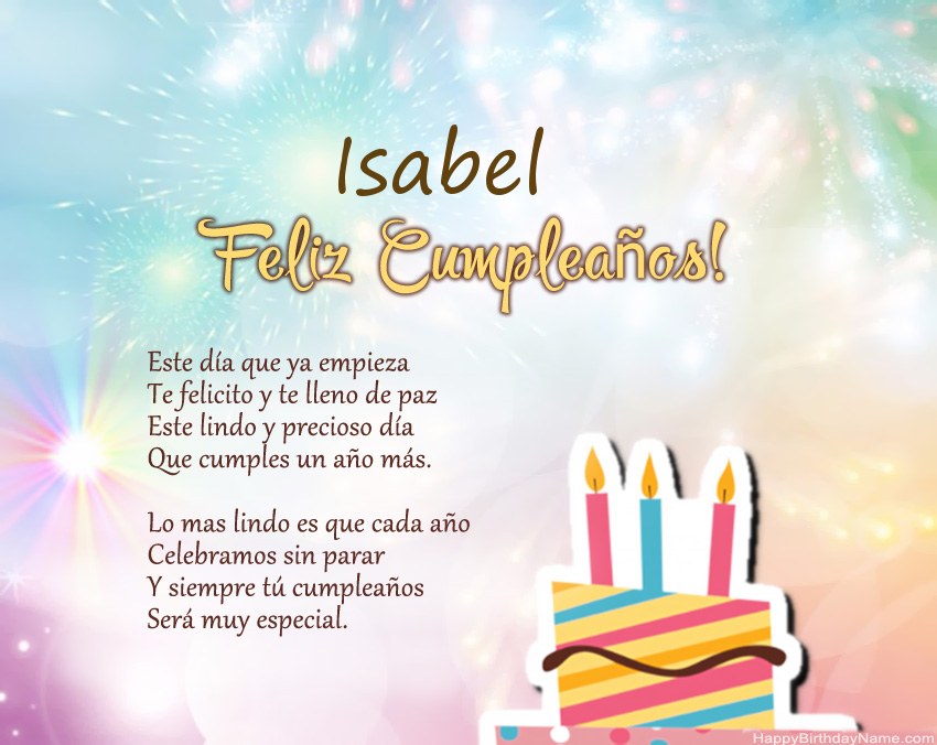 Feliz cumpleaños Isabel en verso Feliz cumpleaños Isabel en verso