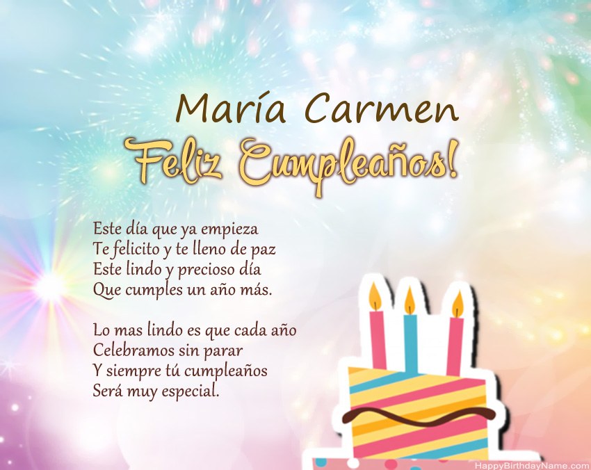 Feliz cumpleaños María Carmen en verso
