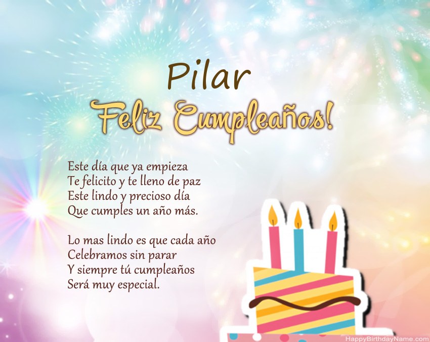 Feliz cumpleaños Pilar en verso