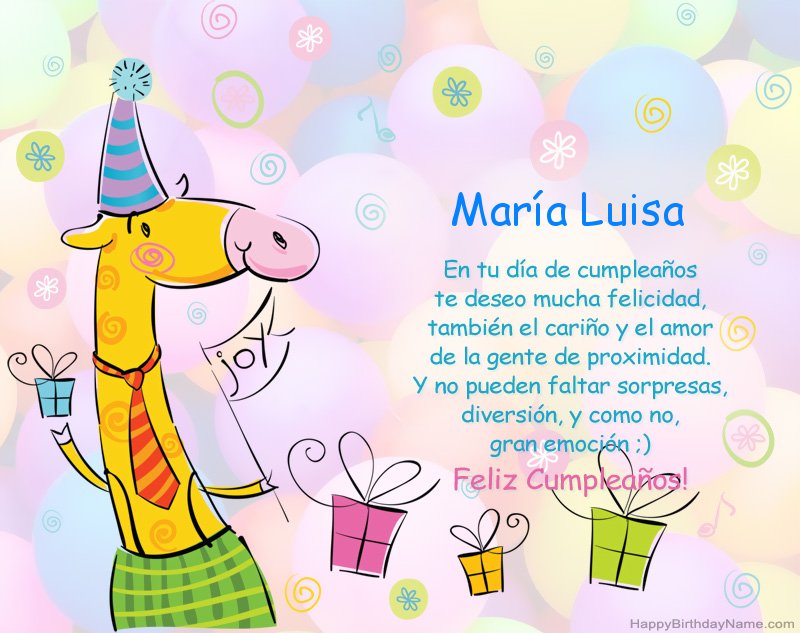 Felicitaciones de los niños por el feliz cumpleaños de María Luisa