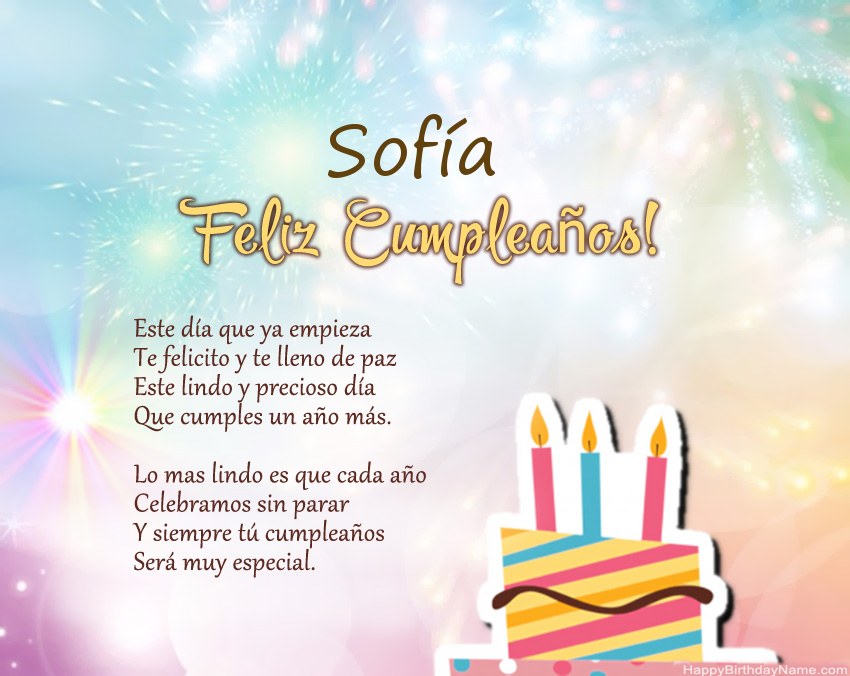 Feliz cumpleaños Sofía en verso