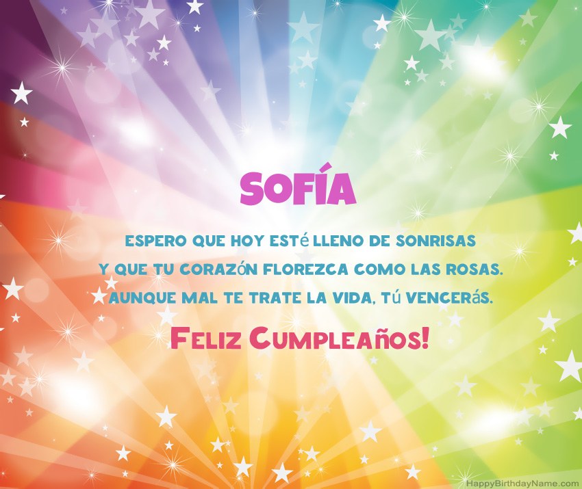 Hermosas tarjetas de feliz cumpleaños para Sofía