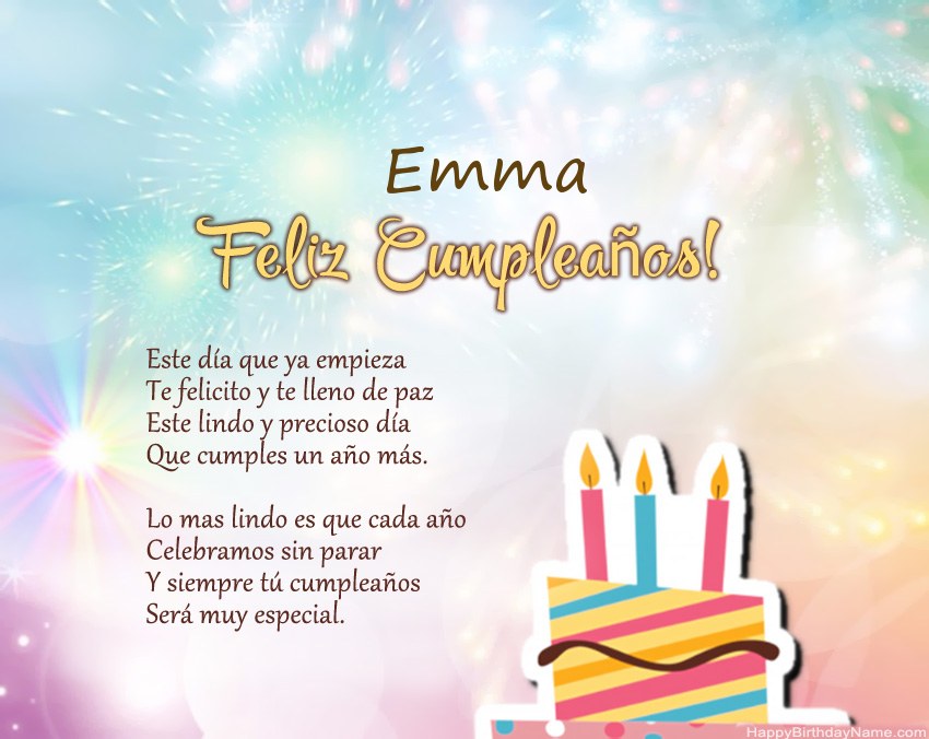 Feliz cumpleaños Emma en verso