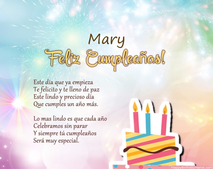 Feliz cumpleaños Mary en verso Feliz cumpleaños Mary en verso