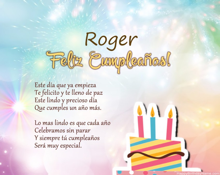 Feliz cumpleaños Roger en verso