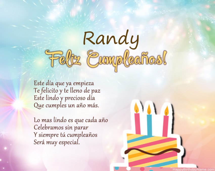 Feliz cumpleaños Randy en verso