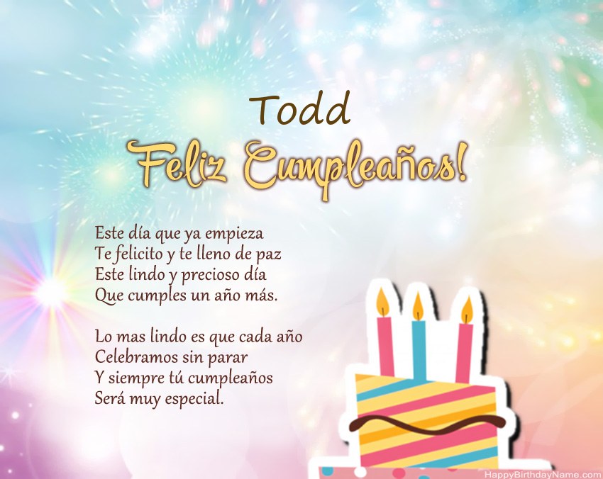 Feliz cumpleaños Todd en verso